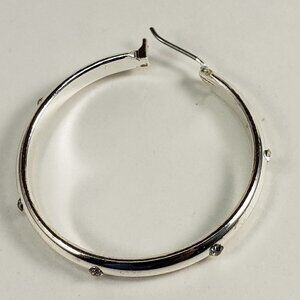 Women's stunning Polished Silver-tone Hoop Earrings With Sparkle Crystals, 1.5"